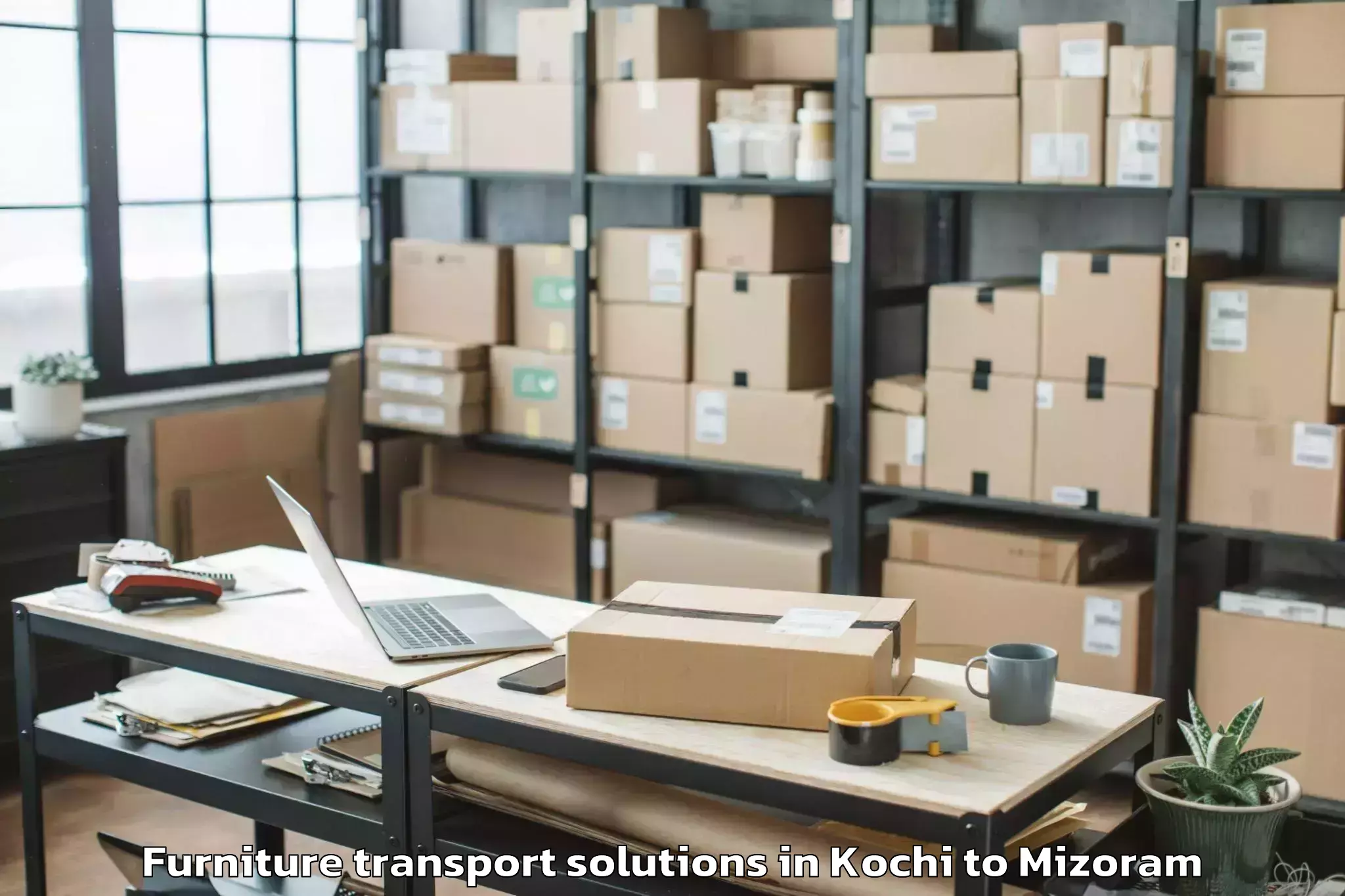 Book Kochi to Hnahthial Furniture Transport Solutions